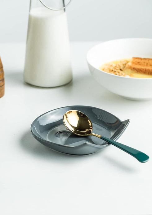 Ceramic Spoon Rest for Stove Top, Cat Cooking Spoon Holder for Kitchen Counter
