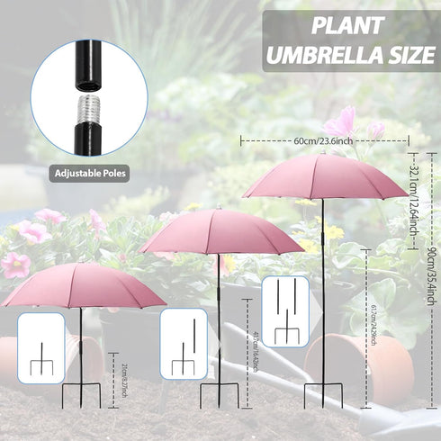 YOSN 19.6''-35.4'' Plant Umbrellas for Outdoor Plants, Plant Shades for Outdoor Plants Adjustable Height