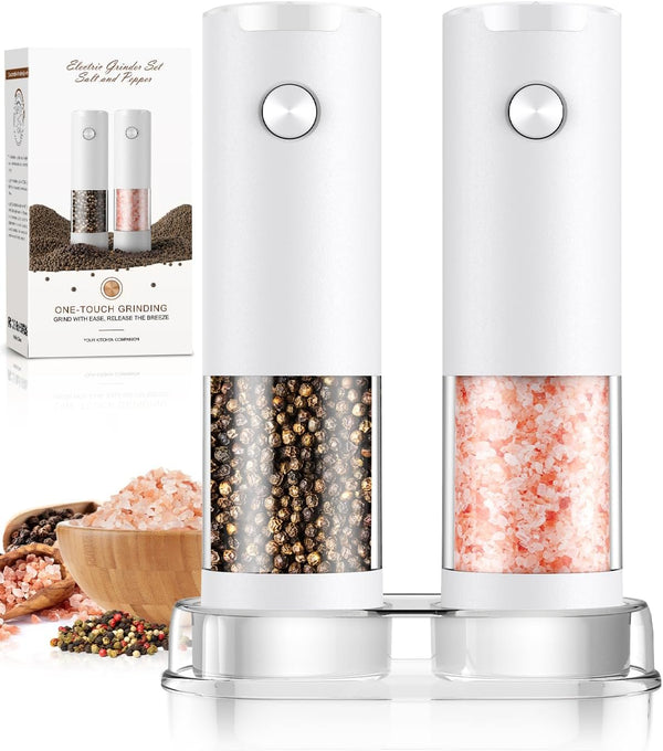 Electric Salt and Pepper Grinder Set Automatic Battery Pepper Mill Shakers Kitchen