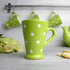 City to Cottage Handmade Lime Green and White Polka Dot Ceramic Coffee Mug, 7 oz / 200ml, Unique Gift
