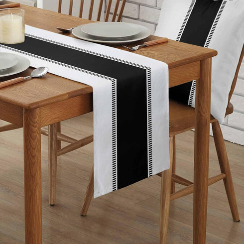 Futuregrace Wedding,18x72inch Black Table Runners, Farmhouse Stripes Table Runner Dresser Scarves,Non Slip Decortaive