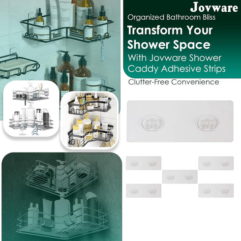 2 6 1/2" 6 Pack Shower Caddy Adhesive Replacement, Shower Shelf Adhesive, Shower Adhesive Strips, Adhesive Stickers