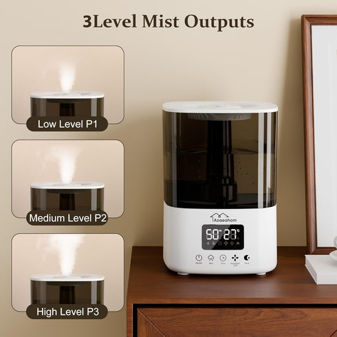 4L 12H Smart Humidifiers for Bedroom, Top Fill Cool Mist Air Humidifier for Large Room, Essential Oil Diffuser App