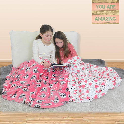 Valentine Soft Throw Blanket: Confetti Heart Fun, Pink Black White, Accent for Couch Sofa Chair Bed or Dorm (Confetti