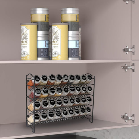 SWOMMOLY 36 396 Set, Countertop, Spice Rack Organizer with Empty Square Spice Jars, Spice Labels with Chalk Marker