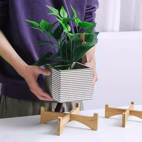 Wood Plant Stand, Bamboo Plant Stand, Sturdy Flower Pot Holder for Indoor Outdoor, Mid Century Modern Design