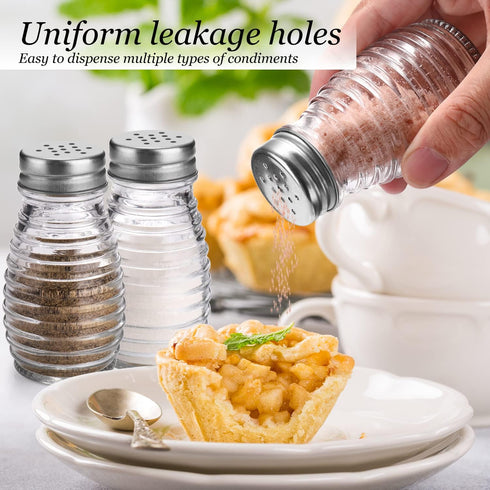 Glass Salt and Pepper Shakers Set, Oval Salt Shaker Set