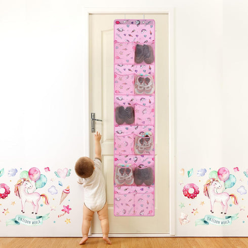 2 24 Closet Windyun Pcs Kids over The Door Shoe Organizer Pockets Unicorn Baby Water Bottle Organizer Rack Hanging