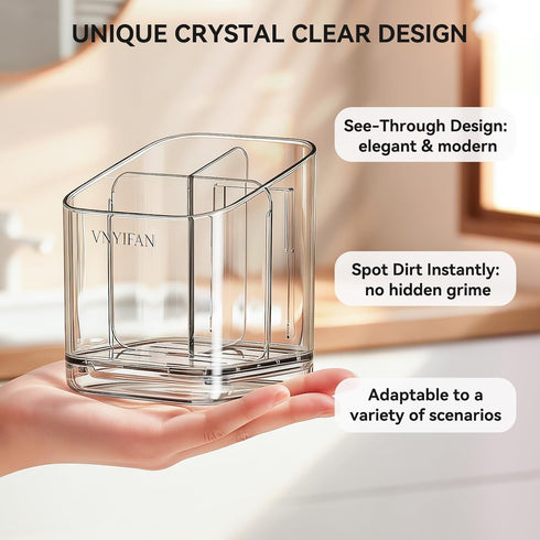 3 Countertop/Kitchen/Office Toothbrush Holders for Bathrooms, Slots Detachable Toothbrush Holder Wall Mounted