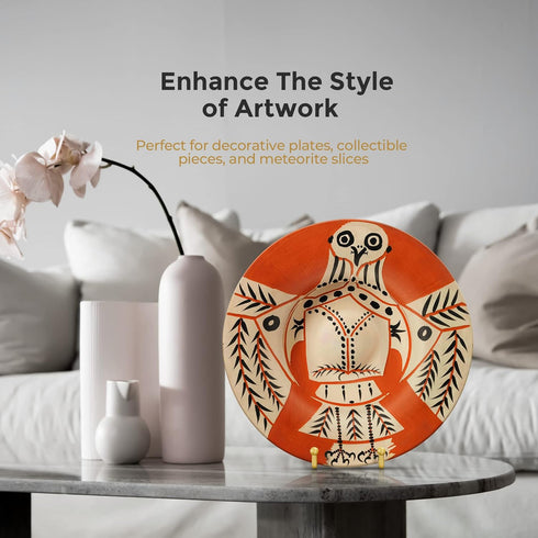 TR-LIFE Plate Stands for Display - 6 Inch Plate Holder + Metal Frame Stand for Picture, Decorative Plate (Gold 2 Pack)