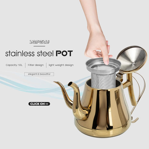 BESTOYARD Stainless Steel Teapot, Camping Pitcher with Lid, Whistling Kettle, Large Capacity Tea Pot for Hotel Supplies