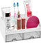 VITVITI Toothbrush Holders for Bathroom Sink, 6 Slots Countertop Organizer with 2 Drawers, White Plastic