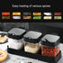 Glass Condiment Jar Spice Container Set with Lids and Spoons, Square Clear Seasoning Bowls for Kitchen Countertop