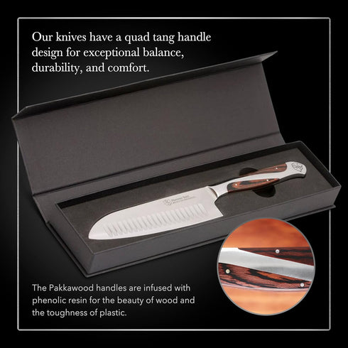 Hammer Stahl 4.5 Inch Santoku Knife, High Carbon Stainless Steel Kitchen Knife with Ergonomic Handle & Gift Box