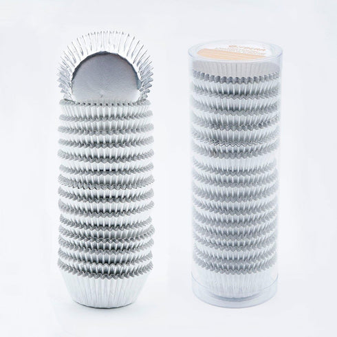 Gifbera Mini Foil Baking Cups, 300-Count Silver Cupcake Liners in Mini Size