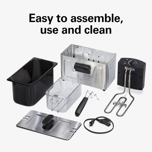 Hamilton Beach Professional Style Electric Deep Fryer, 1500 Watts, 3 Liters, Stainless Steel