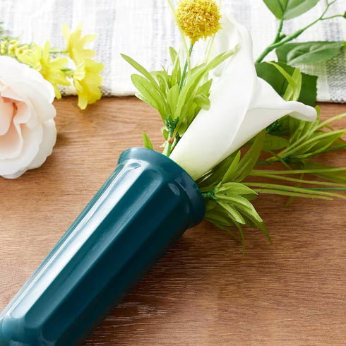 2 Pack Plastic Cemetery Vase with Ground Spike, 9.75" x 3", Outdoor Grave Flower Holder