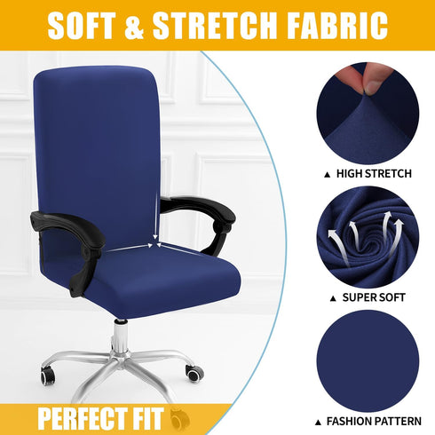 smiry Stretch Computer Office Chair Covers, Soft Fit Universal Desk Slipcovers, Removable Washable Anti-Dust Protector