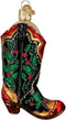 Old World Christmas Cowboy Pioneer Collection Glass Blown Ornaments, Holly Berry Cowboy Boot