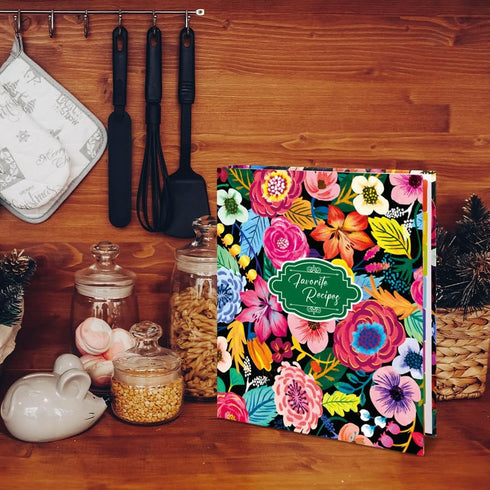 Recipe Binder Kit 9.5 inch x 11 inch with 50 Protectors, 100 Cards & 8 Dividers