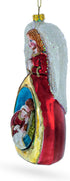 Angel Above Nativity Scene Blown Glass Christmas Ornament