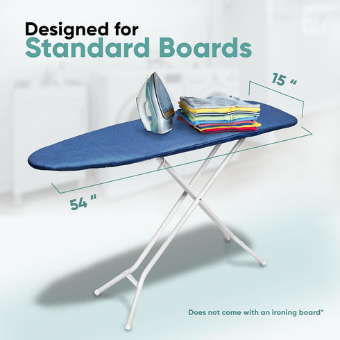 Home Intuition Iron Scorch Resistant Ironing Board Cover and Pad, 15x54, Standard Size, Blue