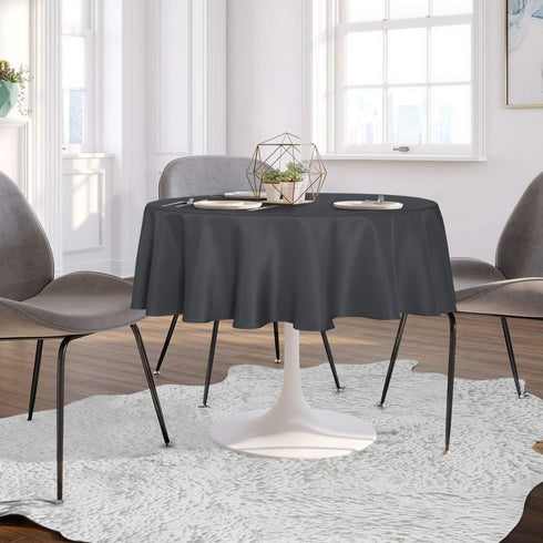sancua Round Tablecloth - 60 Inch - Water Resistant, Washable Polyester Table Cover for Dining, Buffet, Camping - Grey