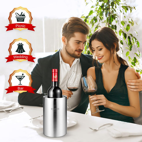 STUTUS Stainless Steel Double Wall Wine Chiller Bucket, Insulated Champagne Beer Ice Bucket