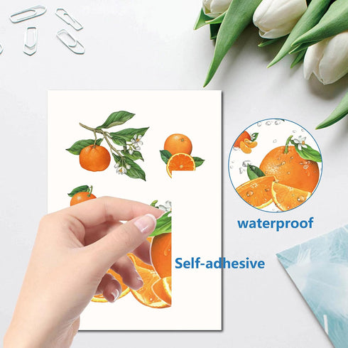 CRASPIRE 8 Styles Orange Wall Stickers, PVC Waterproof Decals for Fridge, Bedroom, Living Room, Kitchen