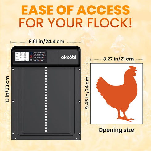 (3X Anti-Pinch 11" 9.4" Automatic Chicken Coop Door Coop Door Lite Battery Powered AA Included) Timer & Manual Modes