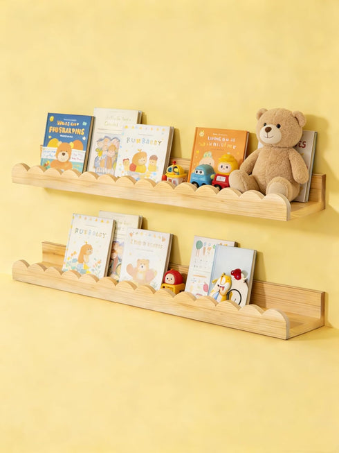 icnjdMopclean Nursery Book Shelves 24Inches-Floating Shelves for Bedroom Kids, Scalloped Shelves for Wall