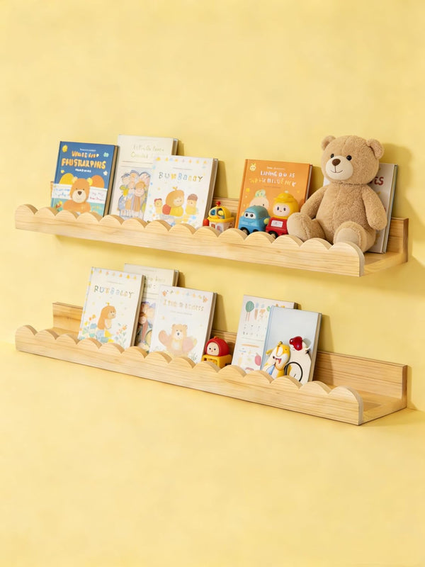 icnjdMopclean Nursery Book Shelves 24Inches-Floating Shelves for Bedroom Kids, Scalloped Shelves for Wall