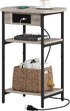 Hzuaneri End Tables with Charging Station, 3 Tier Side Table with Charging