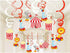 30Ct Circus Hanging Swirl Decorations, Circus Carnival Birthday Party Supplies