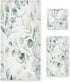 YOCIBIUT 3 Piece Sage Green Eucalyptus Bath Towels Set,Microfiber Absorbent Vintage Watercolor Leaves