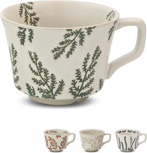 12oz Ceramic Coffee Mug, Unique Novelty Teacup with Large Handle, Stoneware for Tea, Mocha, Latte, Gift