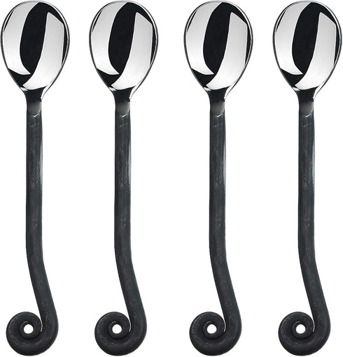 Gourmet Settings 4-Piece Mini Spoons Set, Polished/Matte Stainless Steel Teaspoons, Treble Clef Collection