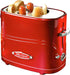 Nostalgia Retro Hot Dog and Bun Toaster with Mini Tongs, 2 Slot Cooker for Chicken, Turkey, Veggie Links, Red