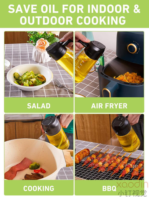14oz Olive Oil Dispenser for Kitchen, 2 in 1 Glass Oil Sprayer and Dispenser, 420ml for Cooking, Baking, Salad, BBQ