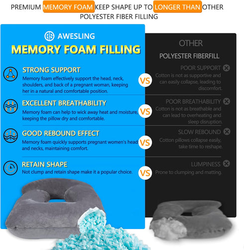 60 inch) Shredded Memory Foam Body Pillow, Pregnancy Pillows for Sleeping, Maternity Pillow for Pregnant Women, Memory