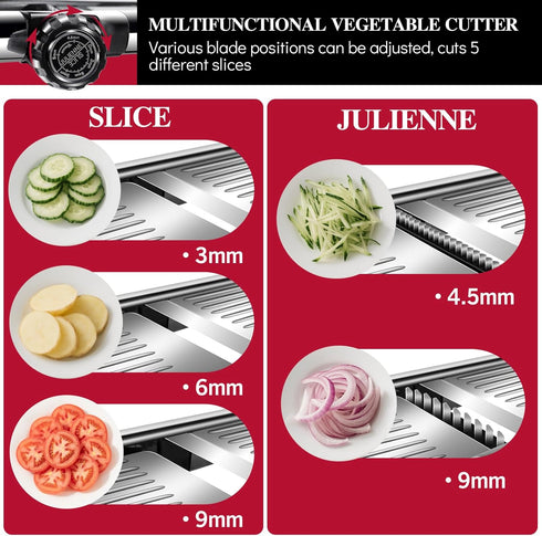 Masthome Mandoline Food Slicer Adjustable Thickness for Cheese Fruits Vegetables Stainless Steel Food Cutter Slicer