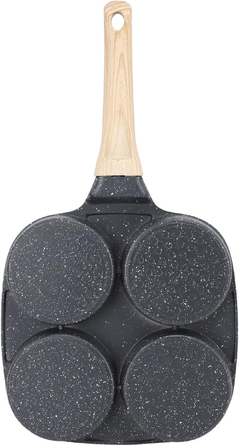 Bewinner 4 Cup Fried Egg Pan, Non Stick Aluminum Egg Cooker for Gas and Induction Cookers, 7.5x7.3x1.0 inch