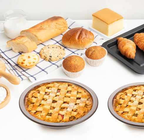 Suwimut 8 Pack Mini Pie Pan Set, 5 Inch Reusable Nonstick Carbon Steel Pie Tins for Baking Pies, Cakes, Quiches, Tarts,
