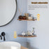 Set 2, Corner Floating Shelves, Rustic Brown Wood, of Wall Mount Storage with Guardrail for Bathroom Kitchen Living