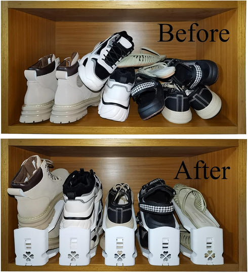 Generic Closet 10 Pack) Shoe Stackers Space Saver, Adjustable Double Layer Stack, Holder for Organization (White