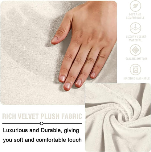 Abeibei Round Ottoman Covers, High Stretchy Ottoman Slipcover Protector for Footrest Foot Stool Furniture Soft Plush
