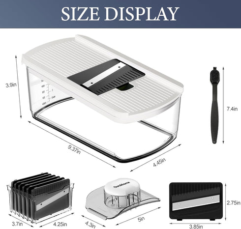 6 (6 1, Ourokhome Vegetable Mandolin Slicer, Hand Safe Kitchen Food Shredder with Mandoline Blades, Veggie Waffle