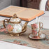 CHANJOON Set, Set 6 Gold Plated Red Rose Ceramic Tea Vintage Teapot, Beautiful Tea Coffee Serving People (Golden