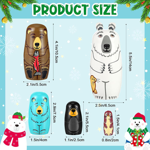 Gejoy Russian Nesting Dolls for Kids Handmade Matryoshka Wooden Stacking Toys Nesting Dolls Collectible Gifts