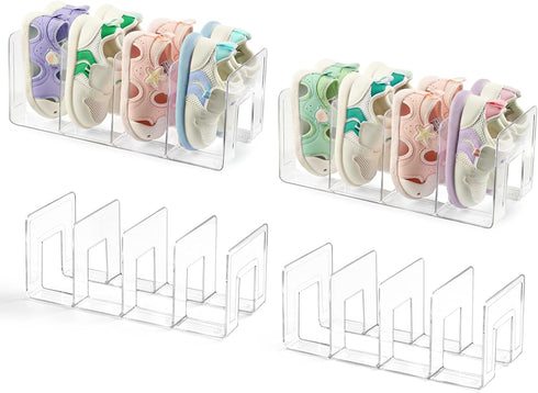 4 Pack Clear Acrylic Kids Shoe Rack for Closet Organizers and Storaget,